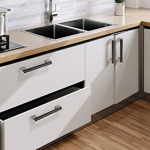 FULGENTE 10 Pack Brushed Square Cabinet Handle Stainless Steel Drawer Pulls for Kitchen Bathroom Cupboard Cabinet (Hole Spacing: 7-1/2" (192mm), Matte Black Flat) by FULGENTE - Image 2