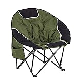 Panda Eye Oversized Moon Chairs Camping Chair Round Saucer Chair Folding Portable Outdoor Chair with Storage Bag, Green
