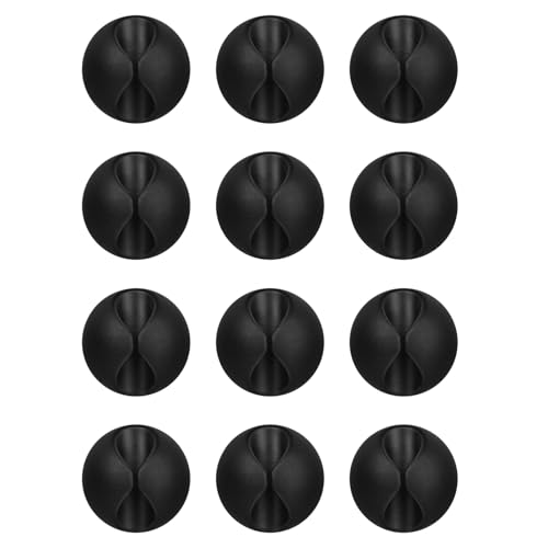 Flezoo 12PCS Black Adhesive Cable Clips Cord Organizer for Wire Management