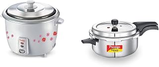 Prestige PRWO 1.8-2 700-Watts Delight Electric Rice Cooker with 2 Aluminium Cooking Pans + Prestige Svachh, 20255, 5 L, Deep Pressure Pan, with deep lid for Spillage Control