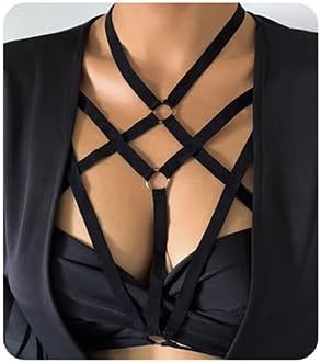 Wiwpar Sexy Lingerie Cage Bra Harness Cupless Strappy Bralette Elastic Bra Body Harness Belly Belts for Women (Style 4)