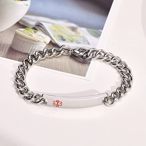 image for VNOX 8MM Stainless Steel PENICILLIN?ALLERGY ID Tag Medical Alert Emerg