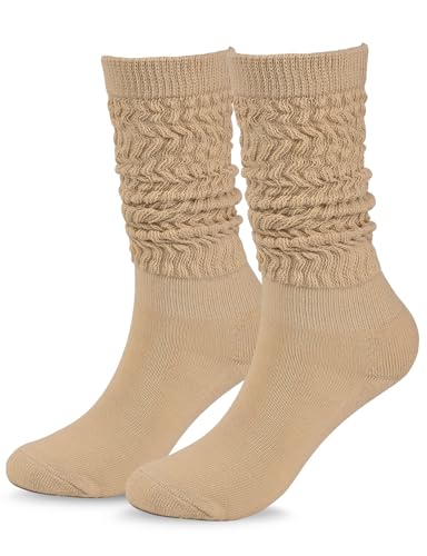 Image of Buauty Slouch Socks for Women, Soft Extra Long Chunky Scrunch Knee High Sock Winter Knit Slouchy Socks Leg Warmmers