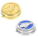 HIAKDOFT Caja Porta Rosarios de Aleación de Zinc 2 Piezas Azul y Dorado para Ceremonias Eucarísticas y Hogar, Joyero Católico Compacto para Almacenamiento y Organización de Recuerdos