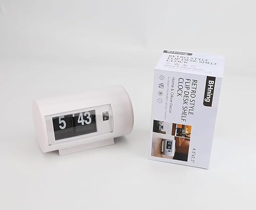 BHning Reloj de mesa retro Reloj automático Flip 12 Horas AMPM Formato Pantalla Reloj Reloj de escritorio Flip Page Turning Relojes (blanco)