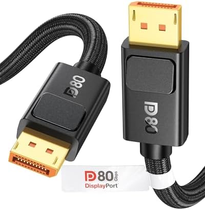 Silkland DisplayPort Kabel 2.1 80Gbps 1,5M, 4K@540H/360Hz 8K@240Hz, DP 2.1 | VESA Zertifiziert, HDR, FreeSync G-Sync, DSC, HDCP, Verriegelung UHBR20 DP80 für Gaming Monitor, PC, Gr