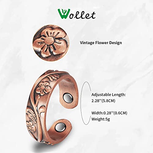 Wollet Elegant Magnetic Copper Ring For Women With 3Pcs Magnets Copper Ring Gift For Women #TOP3