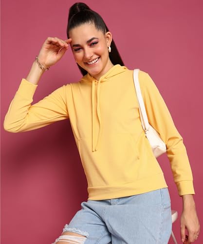 Image of POPWINGS Casual Solid Hooded Pocket Sweatshirt for Women || Women Sweatshirts Casual Wear ||Stylish Western Winter Wear Sweatshirts for Women