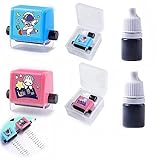 Paquet De 2 Tampon D'Enseignement NuméRique à Rouleau,NuméRoteur Avec2 Bouteilles Huile D'Impression, Pour L'Apprentissage Et L'éDucation(Addition, Soustraction) (Pink,addition)