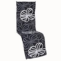 Beo Relaxsessel Auflage UV-beständig Barcelona | Made in EU nach Öko-Tex Standard | Waschbare Relaxstuhl Auflage mit Gummi-Halteband | Atmungsaktive Liegestuhl Auflage mit grauen Blüten
