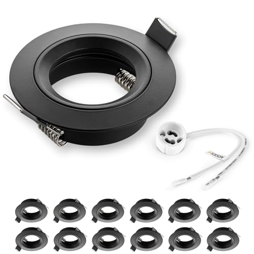SEBSON Reflektor wpuszczany z gniazdem GU10 - Otwór montażowy sufitowy ø65mm (min. 60mm, maks. 70mm) - wpuszczana lampa sufitowa Ø80x24mm - Zestaw 12 szt