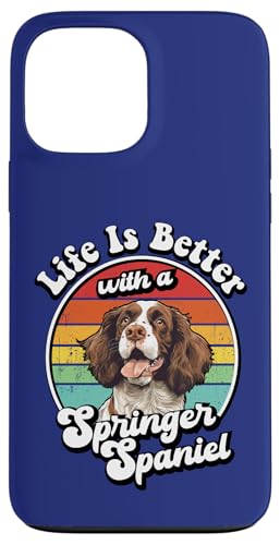 Vintage Retro Life Is Better With A Springer Spaniel Lover �X�}�z�P�[�X iPhone 13 Pro Max �p