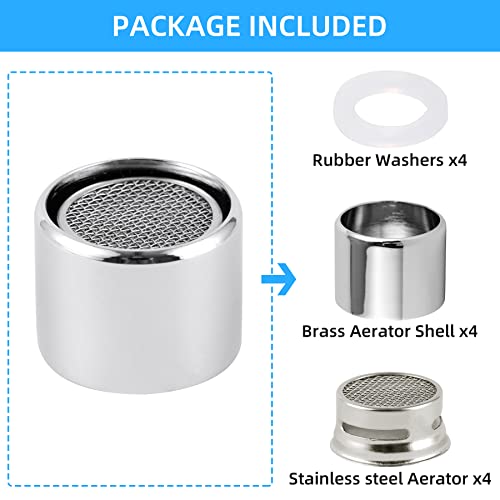 Ifealclear 4 Pcs Faucet Aerator, Kitchen Sink Aerator Faucet Filter With Solid Brass Shell, 55/64 Inch Female Thread Water Saving Faucet Aerator With Gasket For Kitchen And Bathroom, Chrome #TOP3