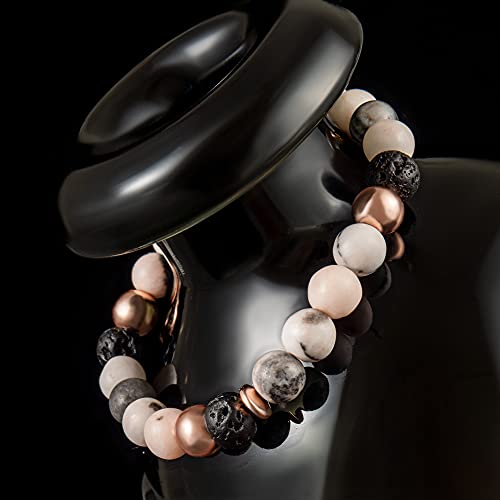Lava Rock Bead Bracelet For Women-Zebra Stone Beaded Bracelets Essential Oil Aromatherapy Bracelet Set Balancing Chakra - Perfect Gifts For Women4