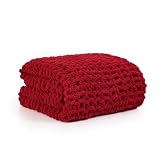 L'AGRATY Chunky Knit Blanket Throw,Soft Chenille Yarn Throw Blanket 30x30，Handmade Thick Cable Knit Crochet Blanket,Large Knit Blanket Chunky Yarn,Rope Knot Throw Blanket for Couch Home Decor