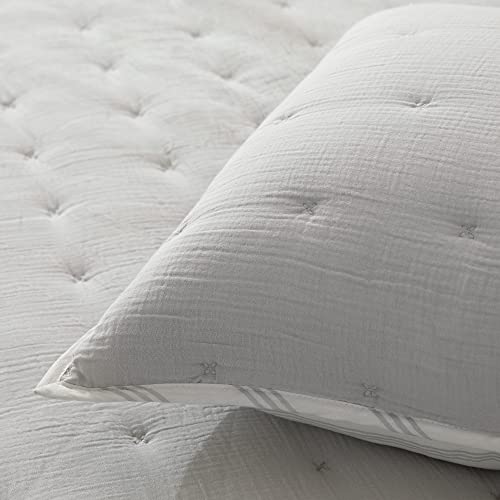 Shalala Cotton Gauze Quilt Sets,Gray Lightweight Quilt Bedding Sets,Reversible Seersucker Quilts For Queen Bed,3Pcs Ultro-Soft Bedspread,Breathable Coverlet For All Season(Full/Queen,Grey) #TOP5