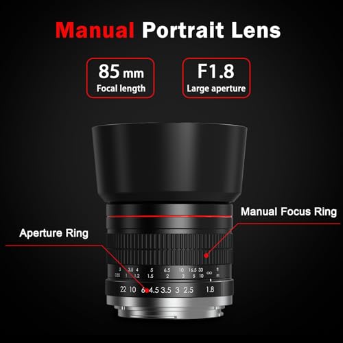 85mm f1.8 Portrait Lens - E Mount Lens for Sony, Manual Focus (MF) for Sony A7C A7R A7S A7 A9 A6700 A6600 A6500 A6400 A6300 A6100 A6000 A5100 A5000 NEX-7 NEX-6 NEX-5 ZV-E10 etc