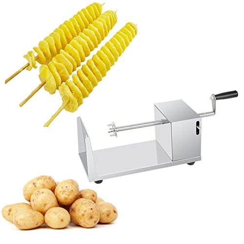 TechTongda Manual Stainless Steel Potato Chips Slicer Spiral Twister Vegetable Cutter Tornado Potato Slicer French Fry
