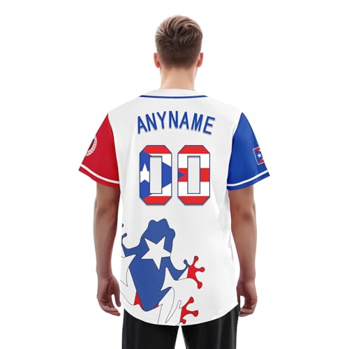 Camiseta de béisbol personalizada Puerto Rico, jersey puertorriqueño para softball, con botones, para juegos y eventos miniatura 3