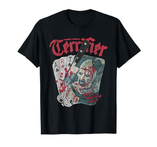 Terrifier Cards and Dice Art the Clown Bloody Knife Horror T-Shirt