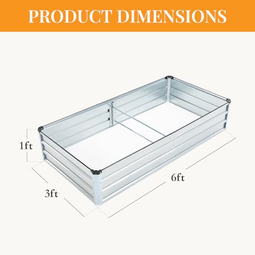 Image of NEWBULIG Galvanized Raised Garden Bed Kit, 6x3x1ft 2 Pack Outdoor Metal Planters Box, Rectangular Raised Flower Beds for Planting Vegetables Flowers Herbs, Open Bottom, Easy Assembly, Silver