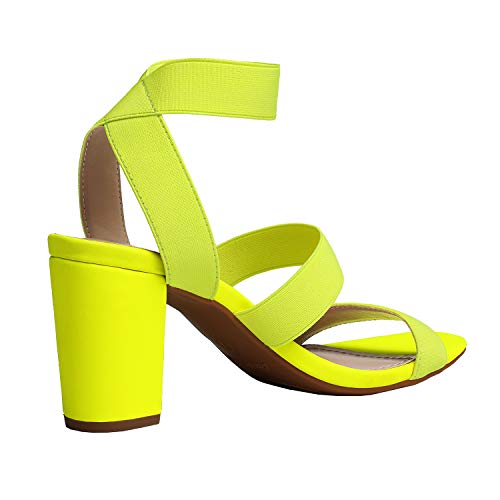 Image of DREAM PAIRS Women's Open Toe High Chunky Elastic Strap Dress Heel Sandals