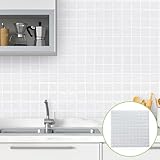 LSDECO 22 Sheets Peel and Stick Backsplash, 12" X 12" White Square Tiles Stick on Backsplash for Kit