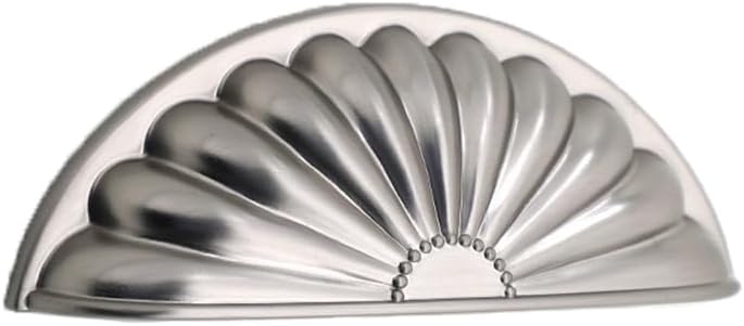 6 Pack Gold Cabinet Knobs 2.99" Vintage Drawer Knobs Zinc Alloy Modern Cup Pulls for Dresser 76mm Shell Cupboard Handles for Kitchen Wardrobe Cabinet Bathroom Hardware (6, Brushed Silver)