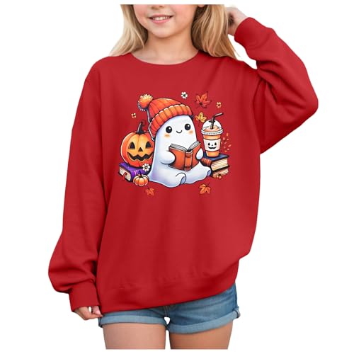 IWIHMIV Girls Long Sleeve Sweatshirt Halloween Print Comfortable Top（L5Y