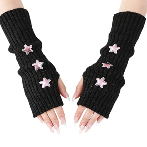 Tongcloud Kawaii Y2K Star Arm Warmers Goth Punk Warmers Sleeves for Women Girls Costume School(Black)