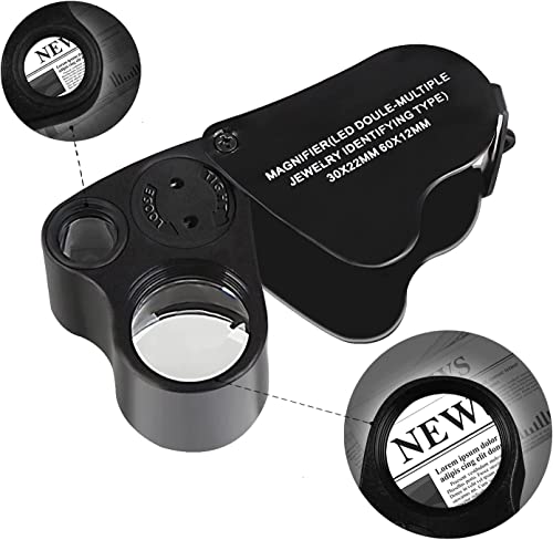 High Accuracy Diamond Tester+30X60X Illuminated Jewelry Eye Loupe Mini Led Foldable Magnifying,Jewelry Diamond Detector Gem Distinguish Tool Thermal For Novice And Expert, Diamond Tester Pen #TOP2