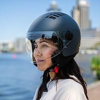 VINZ Como Jethelm mit Visier ECE 22.06 Zertifiziert | Roller Helm Mopedhelm Für Motoroller & Vespa | Herren & Damen | Motorradhelm in XS-XL | Erhältlich in 4 Farben - Titanium – Ansicht 9