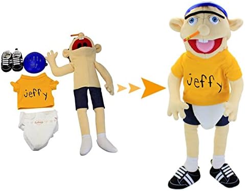 Virtcooy Jeffy Puppet Plush Toys Doll, 23.6in Mischievous Funny Soft Hand Puppet Toy with Working Mouth, for Kids Girl Boy Role-Play Birthday
