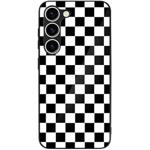 Tnarru Compatible with Samsung Galaxy S23 Case Checkered Pattern Hard PC Back and Soft TPU Sides Scratchproof Shockproof Protective Case for Samsung Galaxy S23 5G -Black Cover