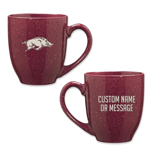 Image of Rico Industries NCAA Arkansas Razorbacks Maroon Personalized 16 oz Team Color Laser Engraved Speckled Ceramic Coffee Mug
