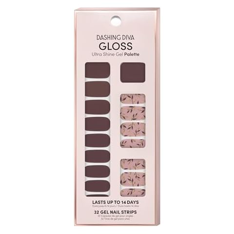 Dashing Diva Gloss Nail Strips - Road Trips | UV Free, Chip Resistant, Long Lasting Gel Nail Stickers | Contains 32 Nail Wraps, 1 Prep Pad, 1 Nail File Cover