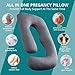 Sasttie Pregnancy Pillows for Sleeping, U Shaped Cooling Full Body Pillow with Removable Cover, Pregnant Women Must Haves, Maternity Essential, Dark Grey