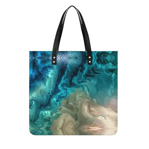 Tote bag Vague Bleue en toile imprimée : grand sac à main et bandoulière 39x39cm