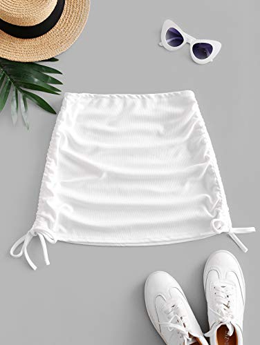 Zaful Women's Swimsuit Cover Up Crochet Sheer Short Beach Skirt With Tassels (2-White) #TOP4