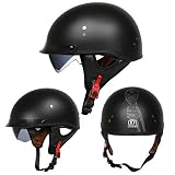SDKUing Mopedhelm, Oldtimer Jet-Helm Roller-Helm Motorrad-Helm Mofa Roller Chopper Bobber Retro Cruiser Oldtimer Pilot Bikerhelm · Visier · DOT Zertifiziert