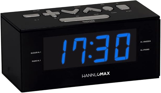HANNLOMAX HX-144CR Alarm Clock Radio, AM/FM, 1.2 Blue LED Display