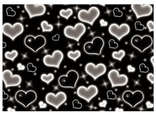 DHXXSC 10X8FT Black Heart Shaped Photo Backdrop Party Decoration Shining Heart Shaped Happy Birthday Background Selfie Wall Decoration DH-351 by DHXXSC - Used condition - US$24.45
