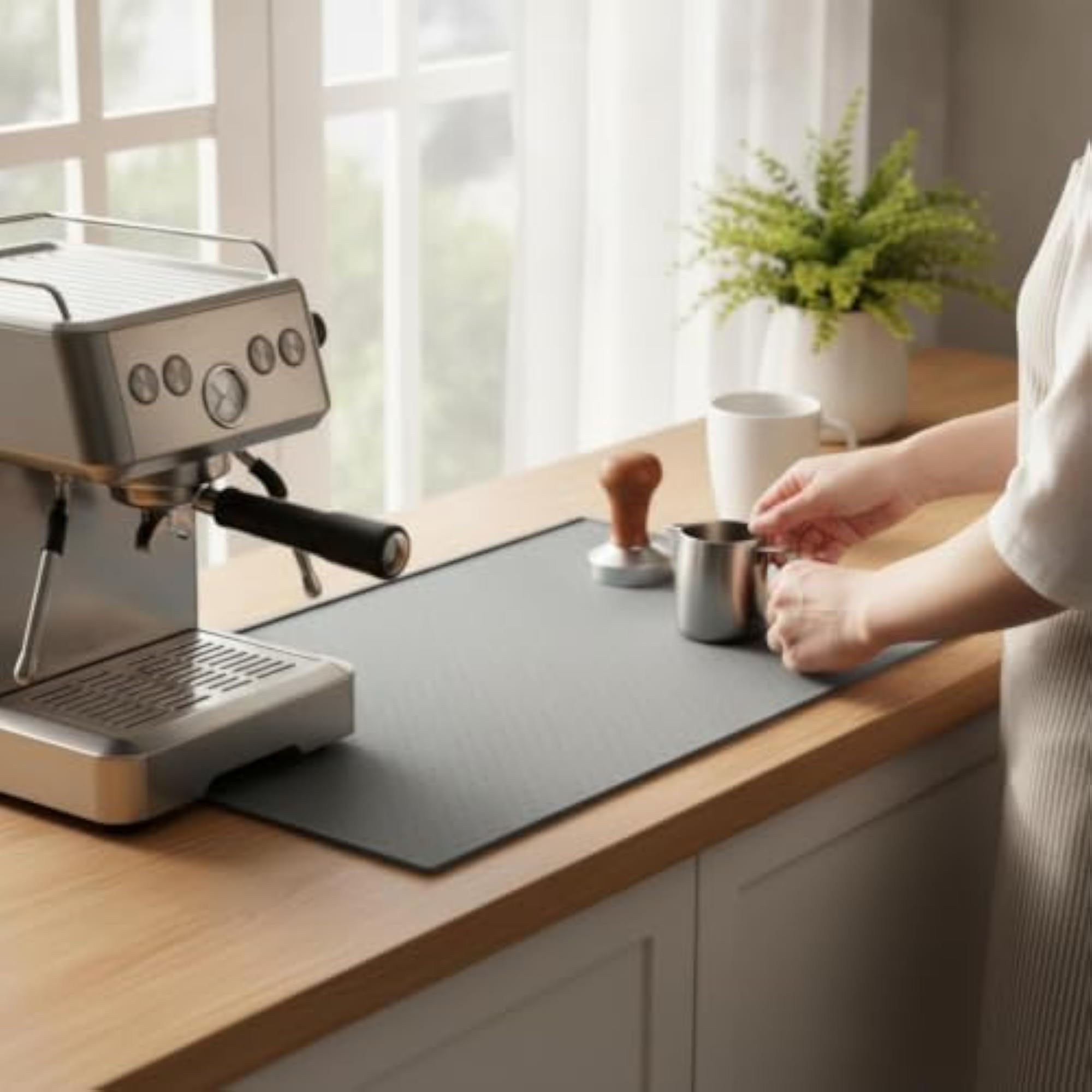 Waterproof Non-Slip Coffee Machine Mat, Liquid-Draining Countertop Protector