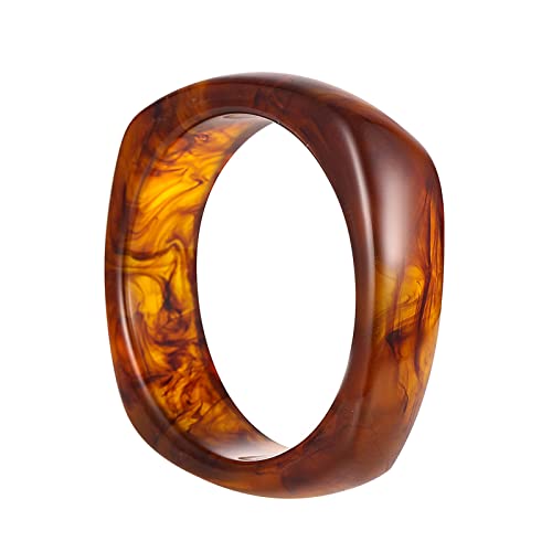 Natural Colorful Wooden Acrylic Large Round Bangles Wide Irregular Ethnic Wood Chunky Minimalist Cuff Bracelet Vintage Punk Cool Jewelry For Women Girls-Brown #TOP1