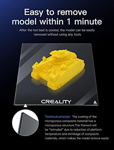 Plataforma de impressora 3D oficial Creality Ender 3, cama de vidro temperado com 4 clipes de fichár