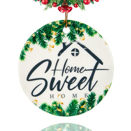 New Home Ornament 2022, Einweihungsgeschenke, neues Zuhause, Geschenke für Zuhause, Einweihungsgeschenke, New Home Sweet Home, 7,6 cm Keramik-Hängedekorationen Cover