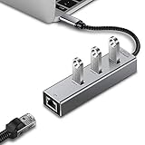 JAVONTEC USB C to Ethernet Adapter, USB 3.1 Type-C to 3 Port USB 3.0 Hub with RJ45 10/100/1000 Gigabit Ethernet LAN Wired Network Converter Compatible MacBook, Surface Go, HP Spectre and More