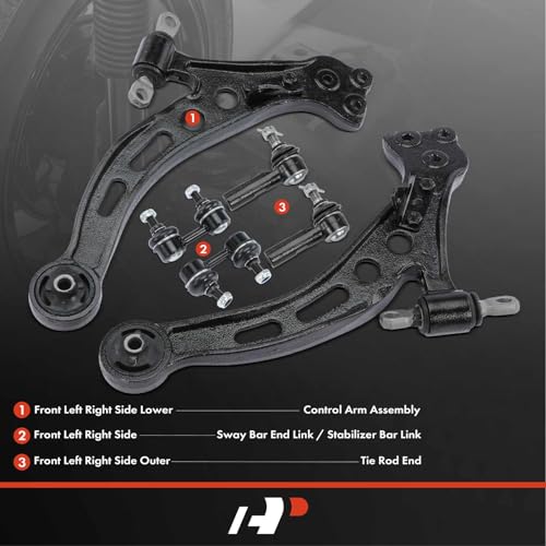 A-Premium 6Pcs Front Suspension Kit, Lower Control Arm, Sway Bar Link, Outer Tie Rod End, Compatible with Toyota Camry 1992-1996, Avalon 1995-1996, Lexus ES300 1992-1996 by A-Premium - Image 2