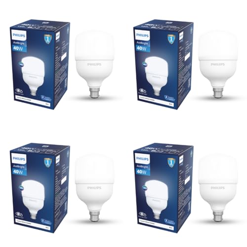 Philips 40 - watt LED Bulb | AceBright High Wattage LED Bulb | Bulb Base : B22, Light Bulb for Home | Colour : Cool Day Light, Pack of 4