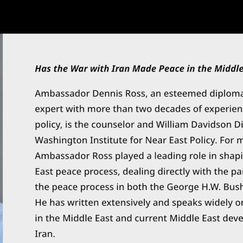 Seminars at Steamboat: Has the War in Iran Made Peace in the Middle East More Likely?